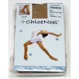 ChloeNoel AXS (12-14) Over the Boot Medium Tan Ice Skating TIGHTS TB8832 NIP NEW